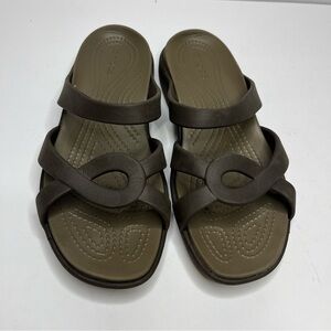 CROCS Meleen Twist Brown Strappy Comfort Slide Sandals Women's Size 8